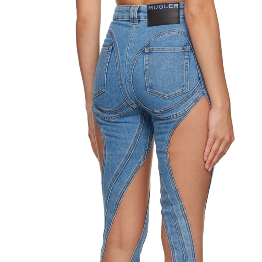 Mugler High Rise Cut-Out Blue Jeans